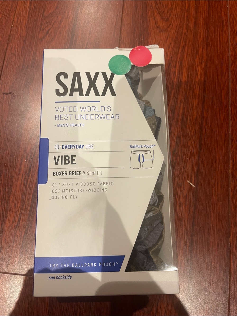 NWT Saxx Vibe Boxer Briefs - Navy and Gray size Small
